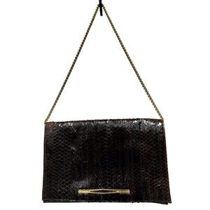 Seberini Brown Snakeskin Vintage Shoulder Bag